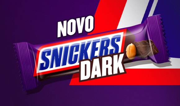 Snickers Peanut Brownie on purple background